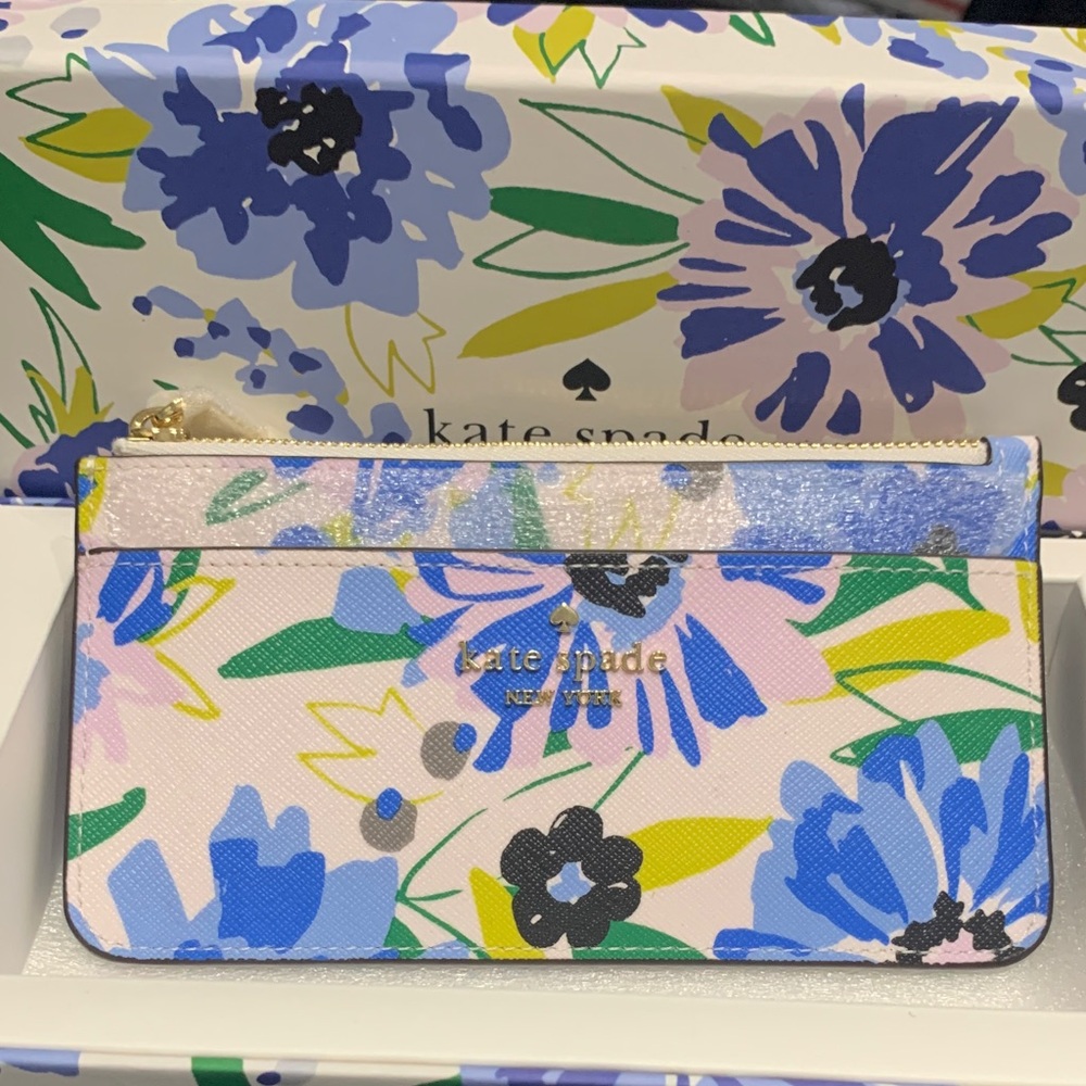 Kate Spade Blue Floral Card Holder